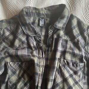 Fox Olive and Black Plaid Shirt